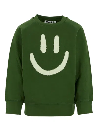 Molo Kids' Smiley-face Sweatshirt In Green