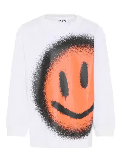 Molo Kids' Smiley-print T-shirt In White