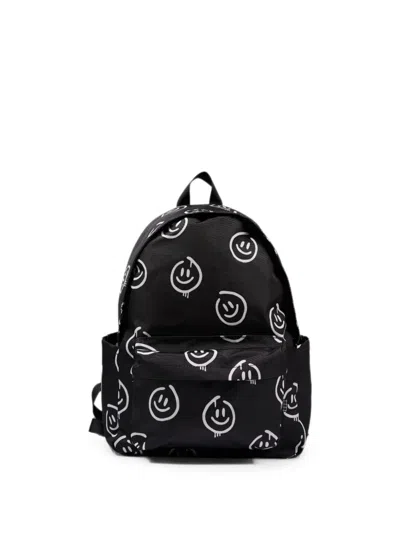 Molo Kids' Smiley-print Backpack In Black
