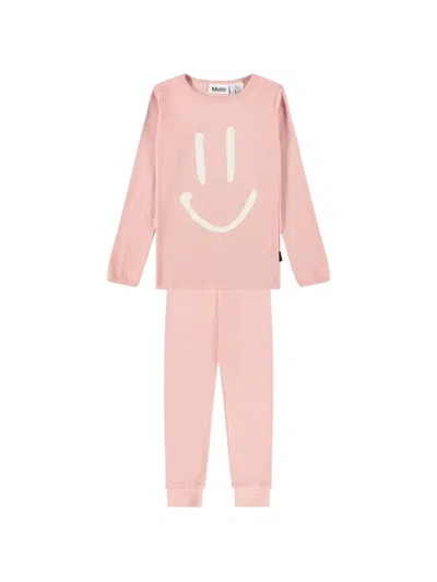 Molo Kids' Smiley-print Pyjama In Pink