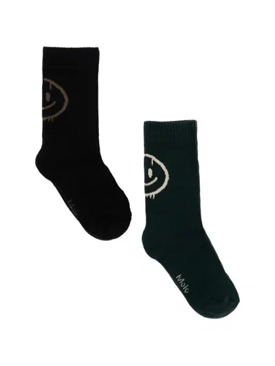 Molo Kids' Smiley-print Socks In Black