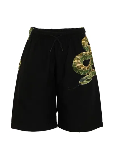 Molo Kids' Snake Print Shorts In Black