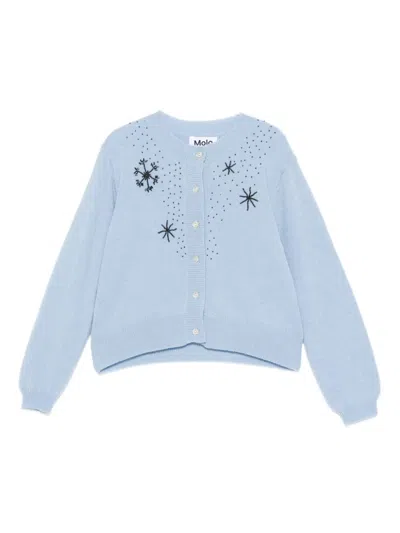 Molo Kids' Snowflake Embellished Ginny Cardigan In Blue