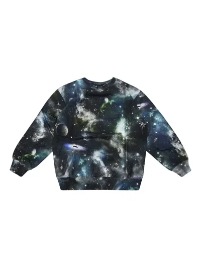 Molo Kids' Space-print Sweatshirt In Blue