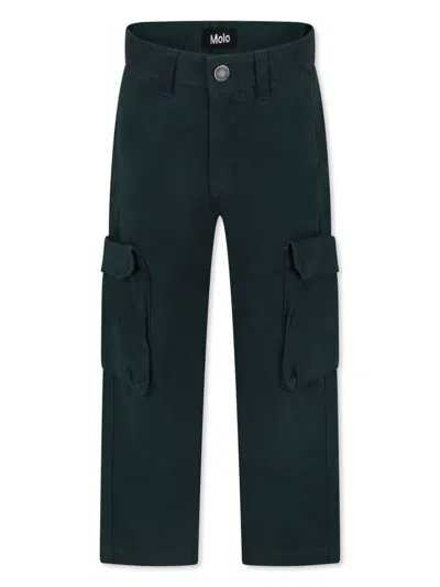Molo Kids' Straight-leg Cargo Trousers In Green