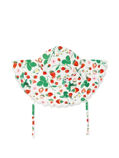 Molo Kids' Strawberry-print Bucket Hat In White