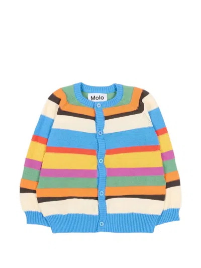 Molo Babies' Striped Buttoned Cardigan In Neutral