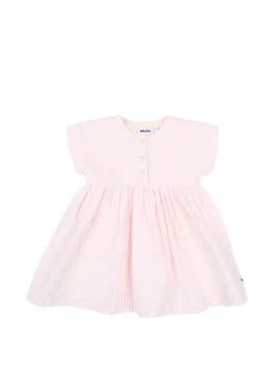 Molo Babies' Striped Buttoned Dress In Pink