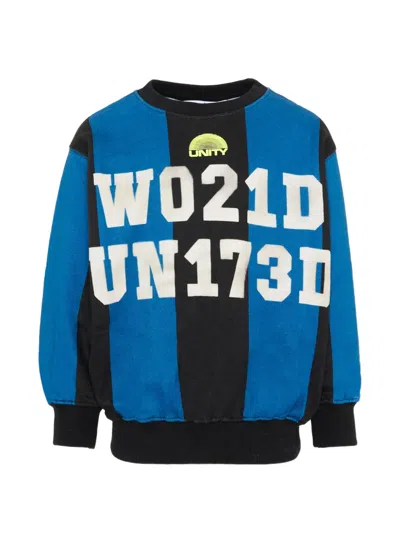 Molo Kids' Striped Graphic-print Sweater In Blue