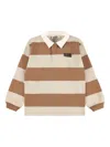 Molo Kids' Striped Long-sleeve Polo Shirt In Brown