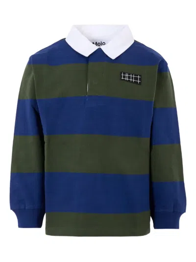 Molo Kids' Striped Polo Shirt In Blue