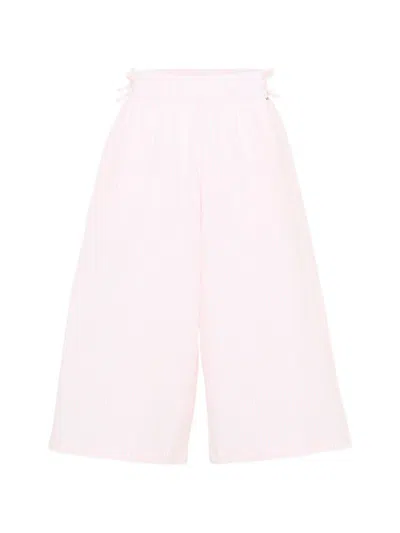 Molo Kids' Striped Seersucker Trousers In Pink