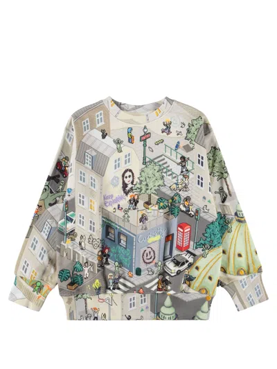 Molo Kids' Sweatshirt Cartoon Design "mattis" In Gray