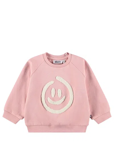 Molo Sweatshirt Smiley Face "disc" In Pink