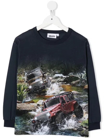 Molo Kids' T-shirt Rin Jeeps Dark In Blu