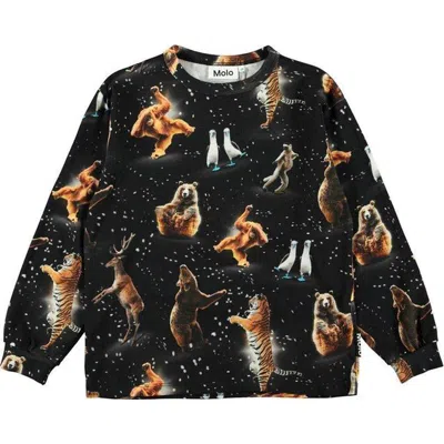 Molo Kids' Rin Gots Sweatshirt Party Animals In Nero