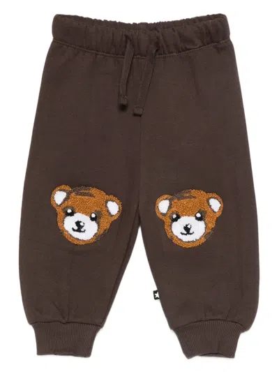 Molo Babies' Teddy-bear Embroidered Joggers In Brown