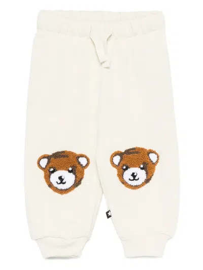 Molo Babies' Teddy-bear Embroidered Joggers In Neutral