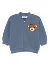 Molo Teddy-embroidered Zip-up Jacket In Blue