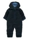 Molo Teddy-fleece Hooded Romper In Blue