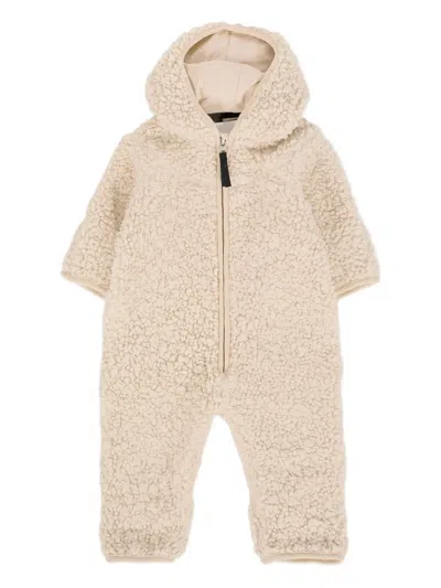 Molo Babies' Teddy-fleece Hooded Romper In Gray