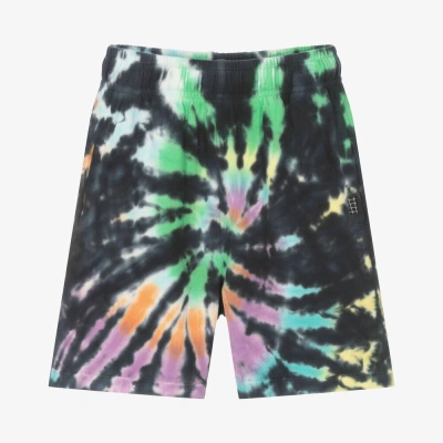 Molo Teen Boys Black Tie-dye Cotton Shorts In Multicolor