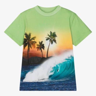 Molo Teen Boys Green Cotton Sunset T-shirt