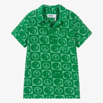 Molo Teen Boys Green Cotton Towelling Polo Shirt