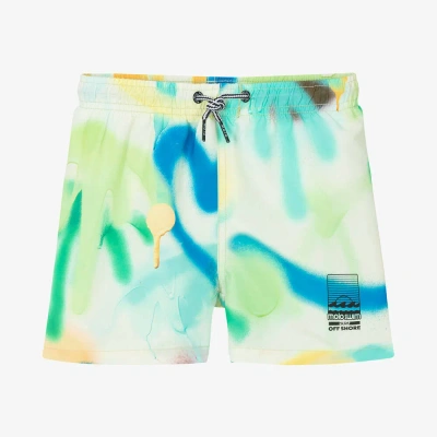 Molo Teen Boys Green Spray Print Swim Shorts (upf50+)