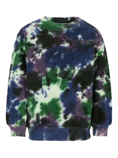 Molo Kids' Tie-dye Crew-neck Sweatshirt In Green