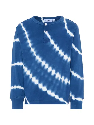 Molo Kids' Tie-dye Long-sleeve T-shirt In Blue