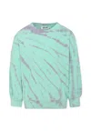Molo Tie Dye Multicolor Sweatshirt For Girl With Logo In Light Blue