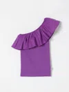 Molo Kids' Rebecca Ruffled-trim One-shoulder Top In Violet