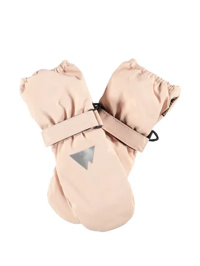 Molo Kids' Touch-strap Reflective-motif Ski Mittens In Neutrals