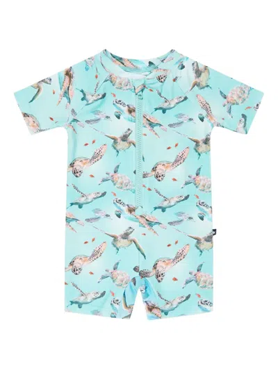 Molo Kids' Turtle-print Swimsuit In Blue
