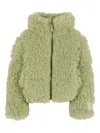 Molo Turtleneck Teddy-texture Jacket In Green