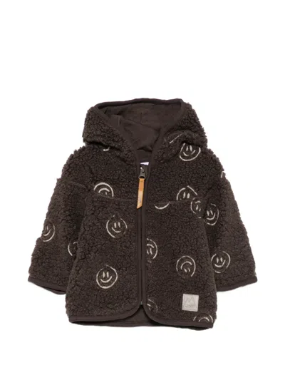 Molo Babies' Ummi Smiley-print Fleece Jacket In Brown