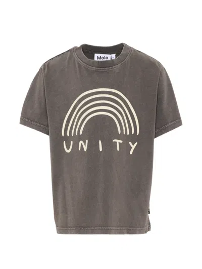 Molo Kids' Unity Rainbow T-shirt In Gray