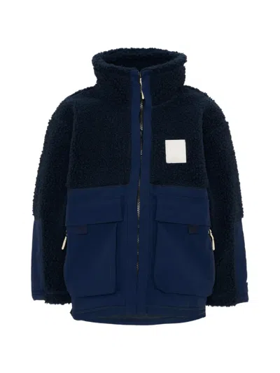 Molo Kids' Utha Panelled Teddy-fleece Jacket In Multi