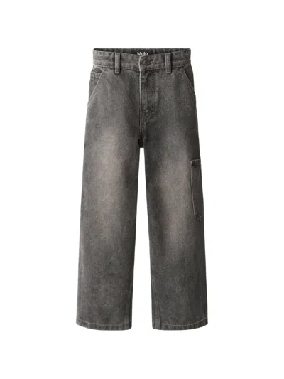 Molo Kids' Washed-effect Carpenter Jeans In Black
