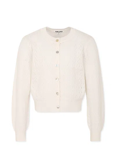 Molo Kids' White Cardigan For Girl