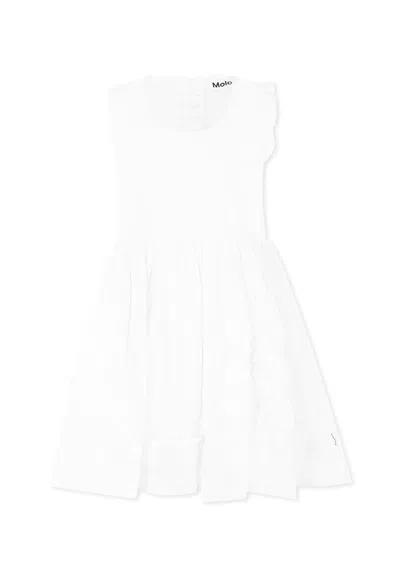 Molo Kids' White Dress For Girl With Flower