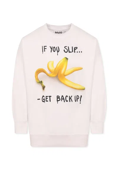 Molo Kids' White Sweatshirt For Boy With Banana