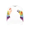 Molo White Sweatshirt For Girl With Parrot In White