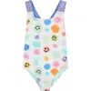 MOLO WHITE SWIMSUIT FOR BABY GIRL WITH POLKA DOTS AND SMILEY