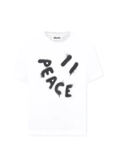 Molo Kids' White T-shirt For Boy With Smiley