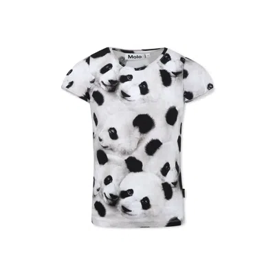 Molo Kids' White T-shirt For Girl With Panda
