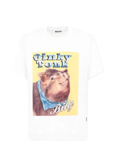 Molo White T-shirt For Kids With Boar