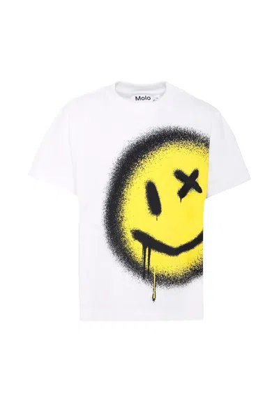 Molo White T-shirt For Kids With Smiley