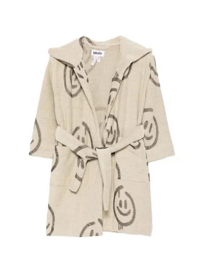 Molo Wyn Graphic-print Hooded Cotton Dressing Gown In 中性色